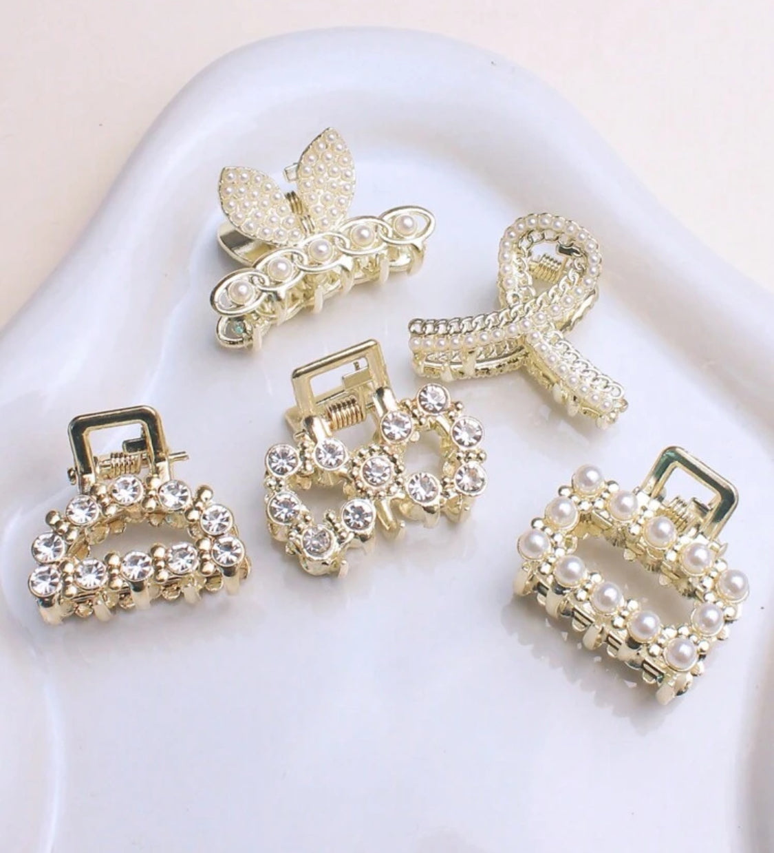 Mini Pinza con Perlas y Diamantes