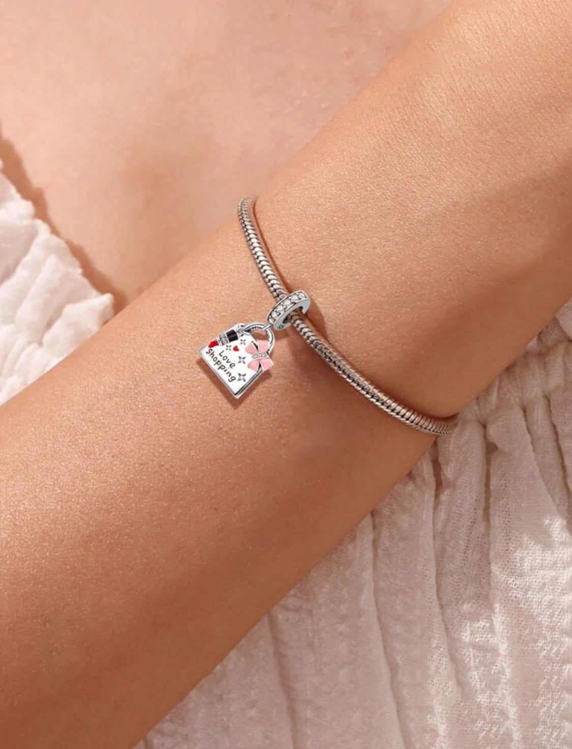 Charm Pandora Bolsita con Labial Plata S925