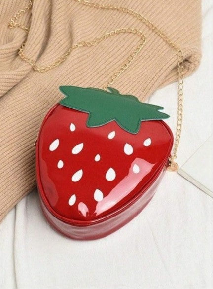 Bolso de hombro y bandolera con cadena con diseño de fresa