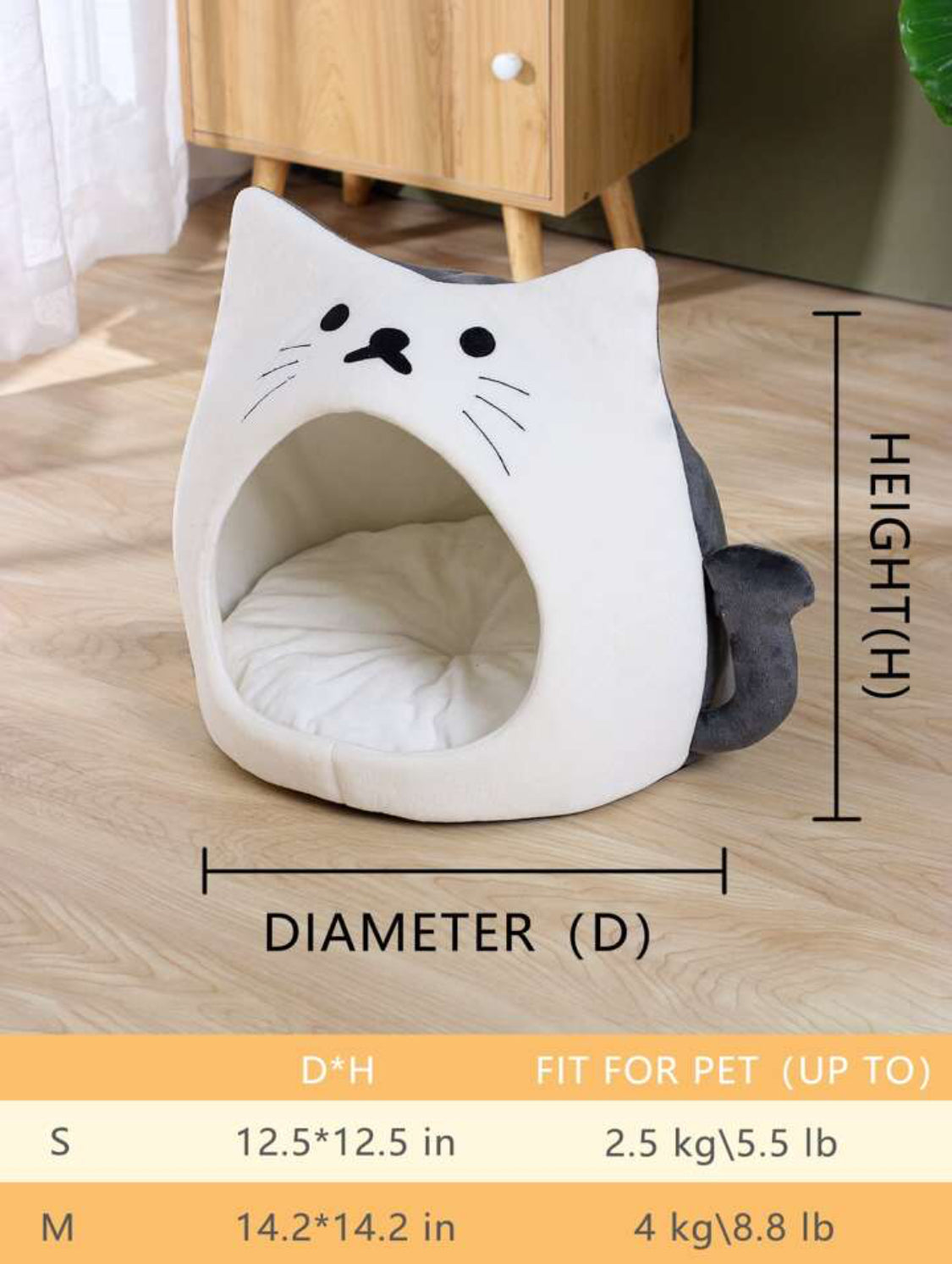 Cama para mascotas Talla Mediana en forma de gatito