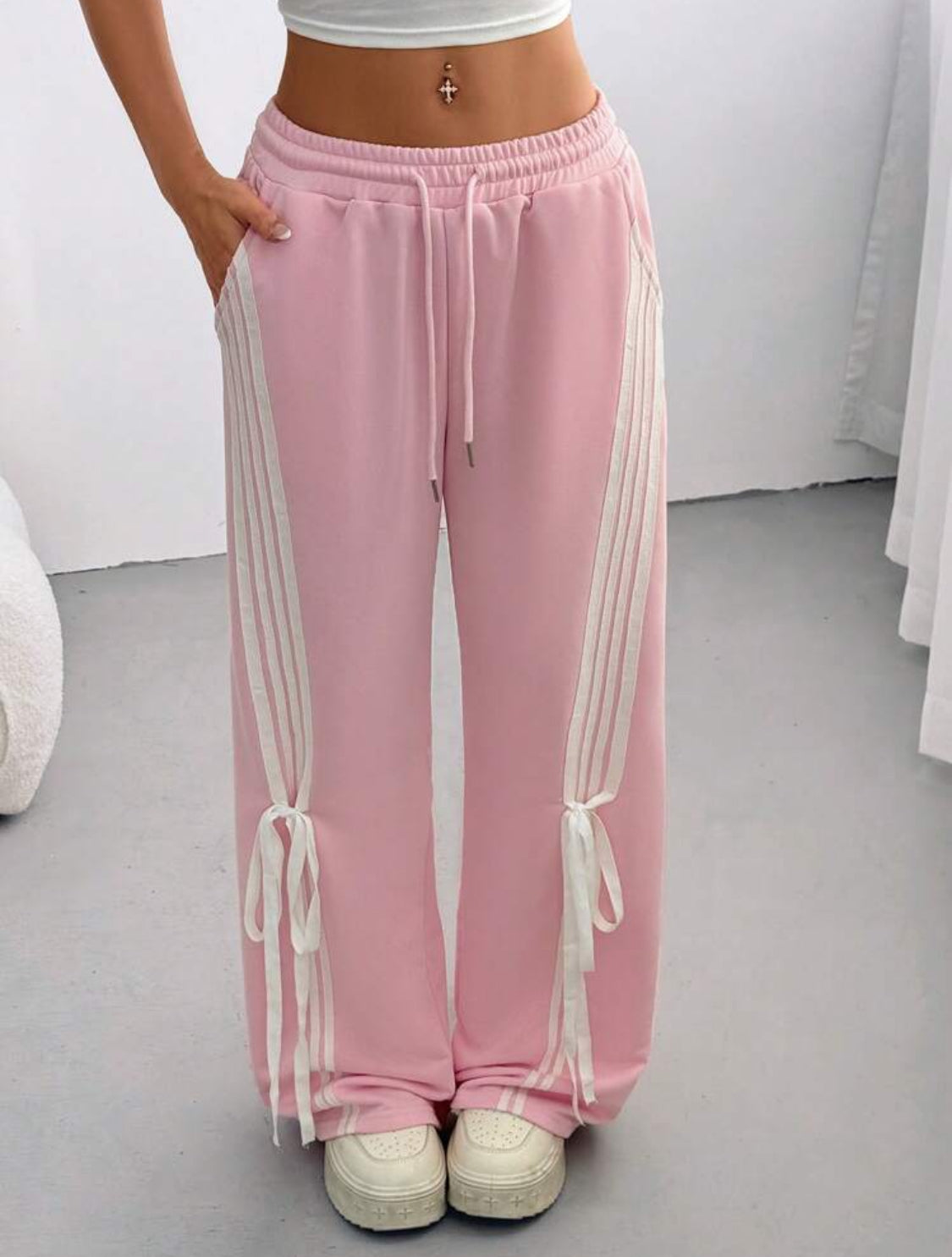 Pantalones cute pink con listones Talla Mediana (7)