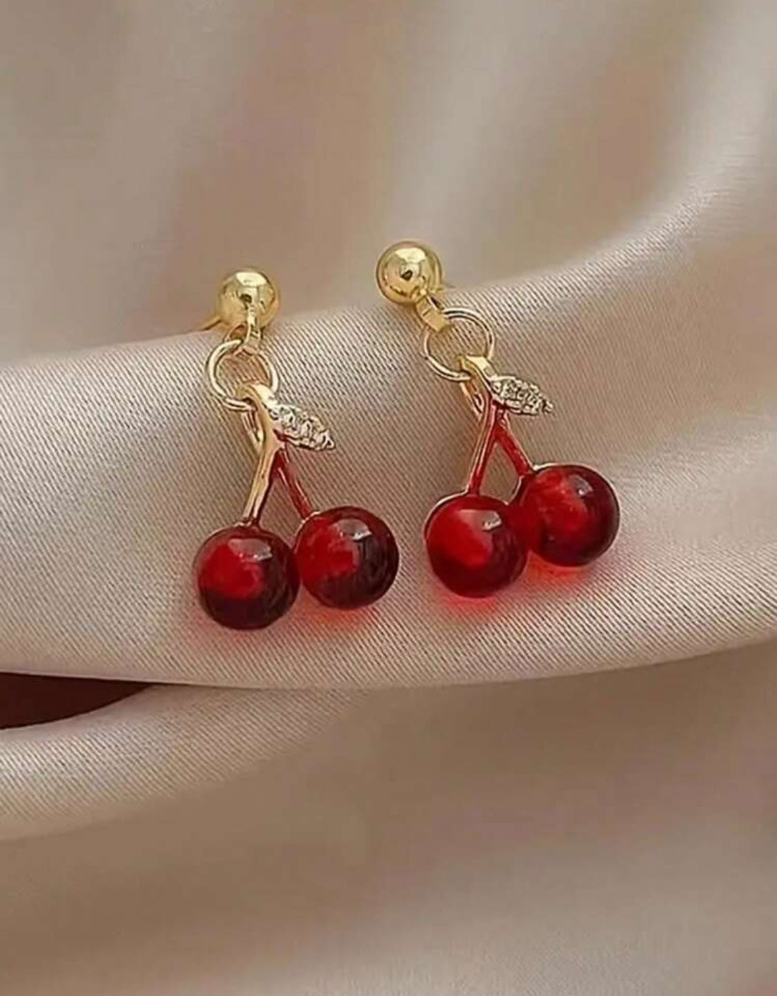 Juego de collar y aretes cherry