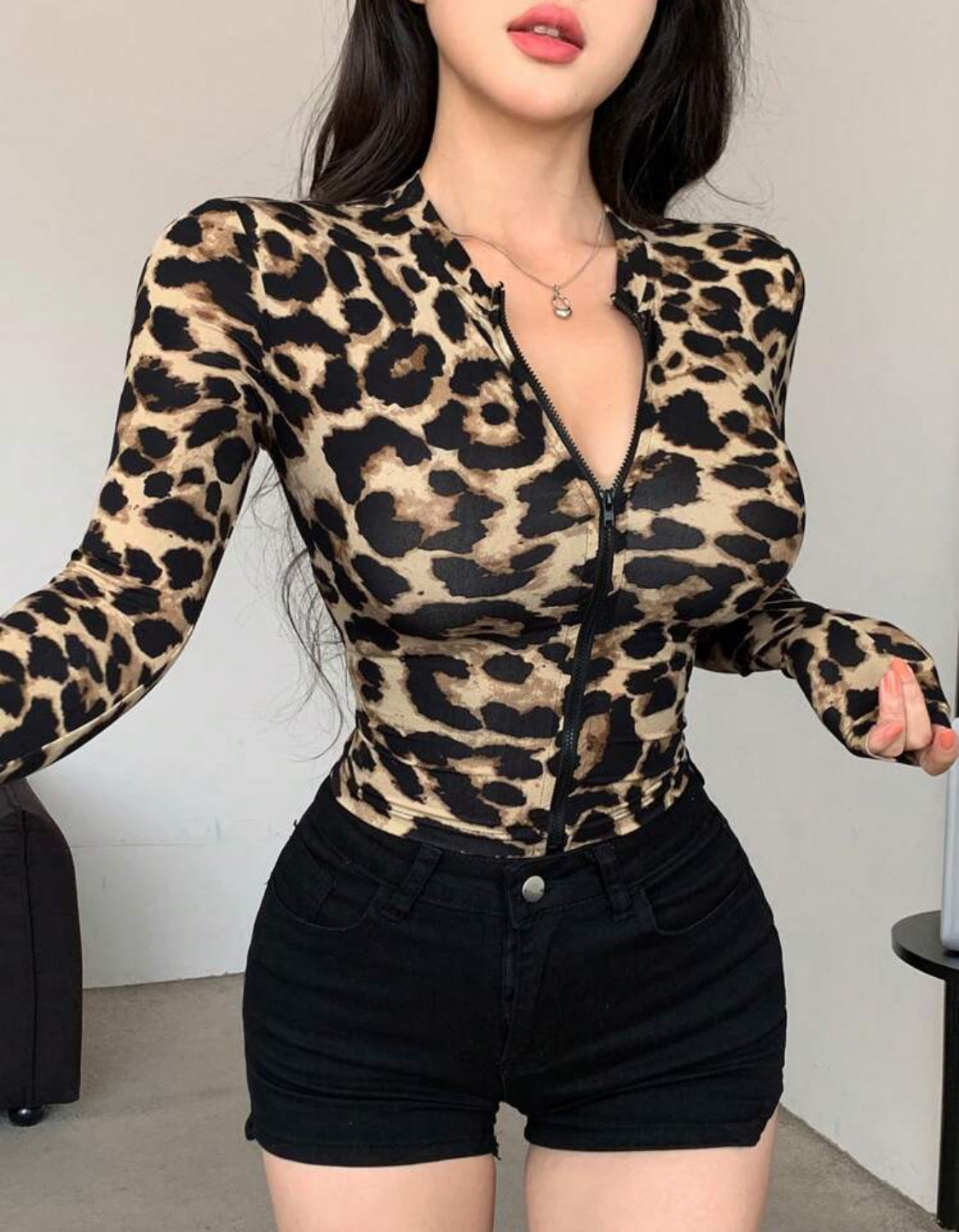 Chaqueta Ajustada Leopardo Talla Mediana