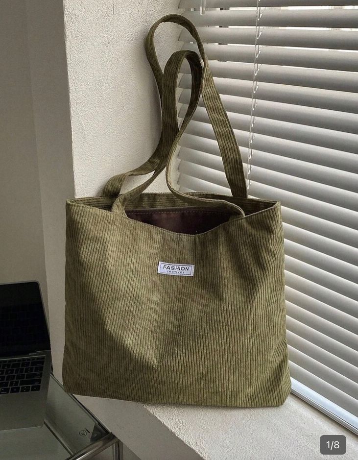 Bolsa de hombro de pana , verde