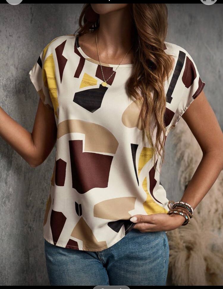 Blusa casual de mujer de manga corta , l , multicolor