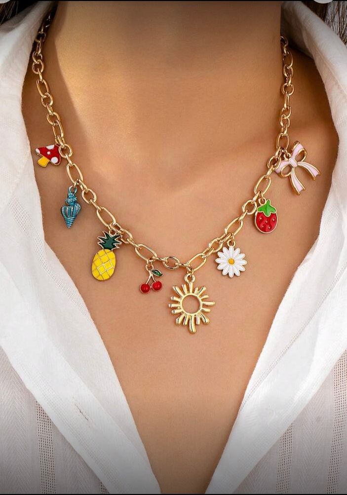 Collar colgante con estilo euro americano estilo frutal oro