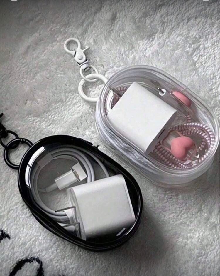 Funda organizadora portátil mini de PVC, negro blanco