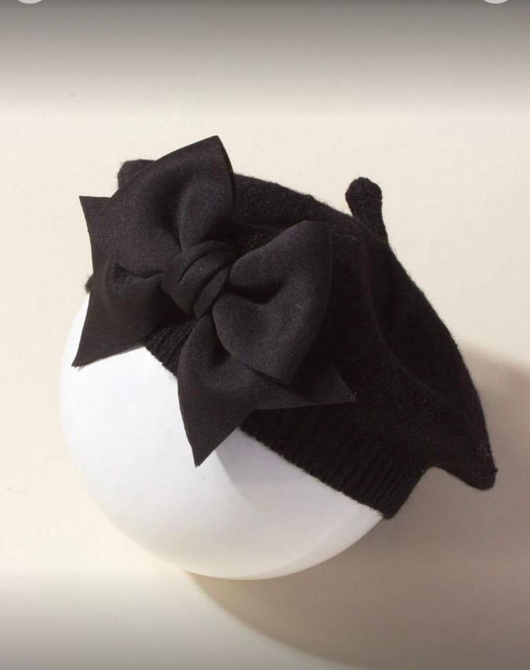 Boina para bebé sombrero con moño , gorro ,negro