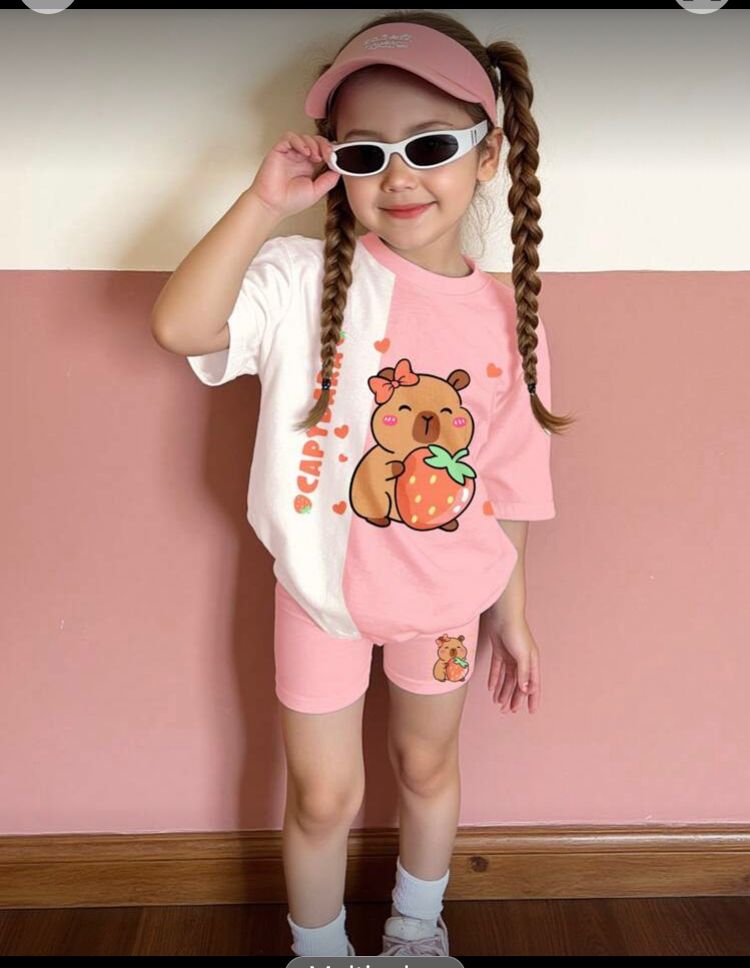Conjunto de 2 piezas de niña joven,con camiseta de manga.corta talla 5