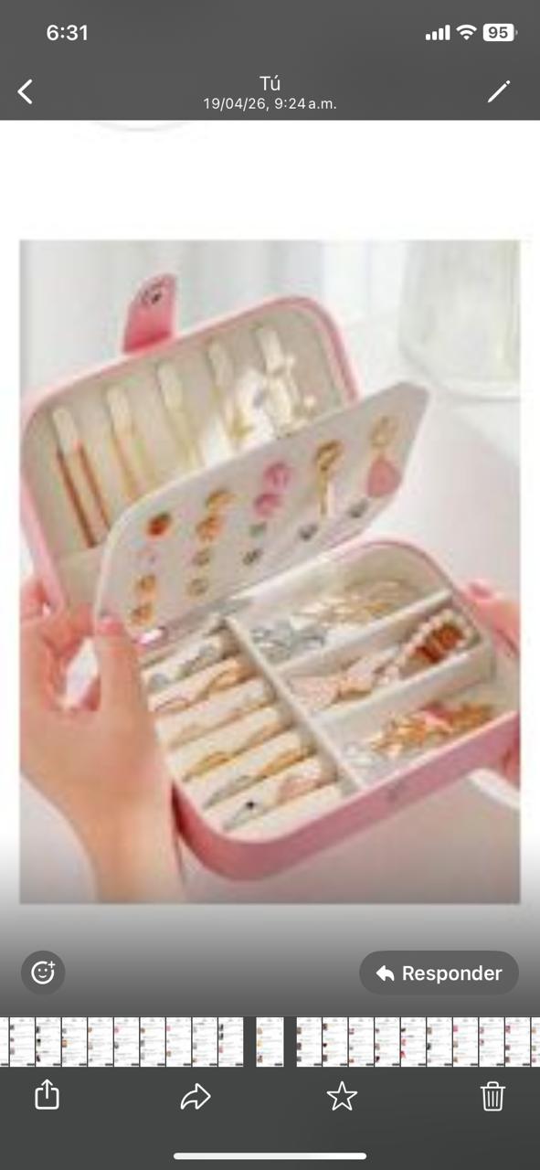 Caja de almacenamiento de joyas para viaje, rosa