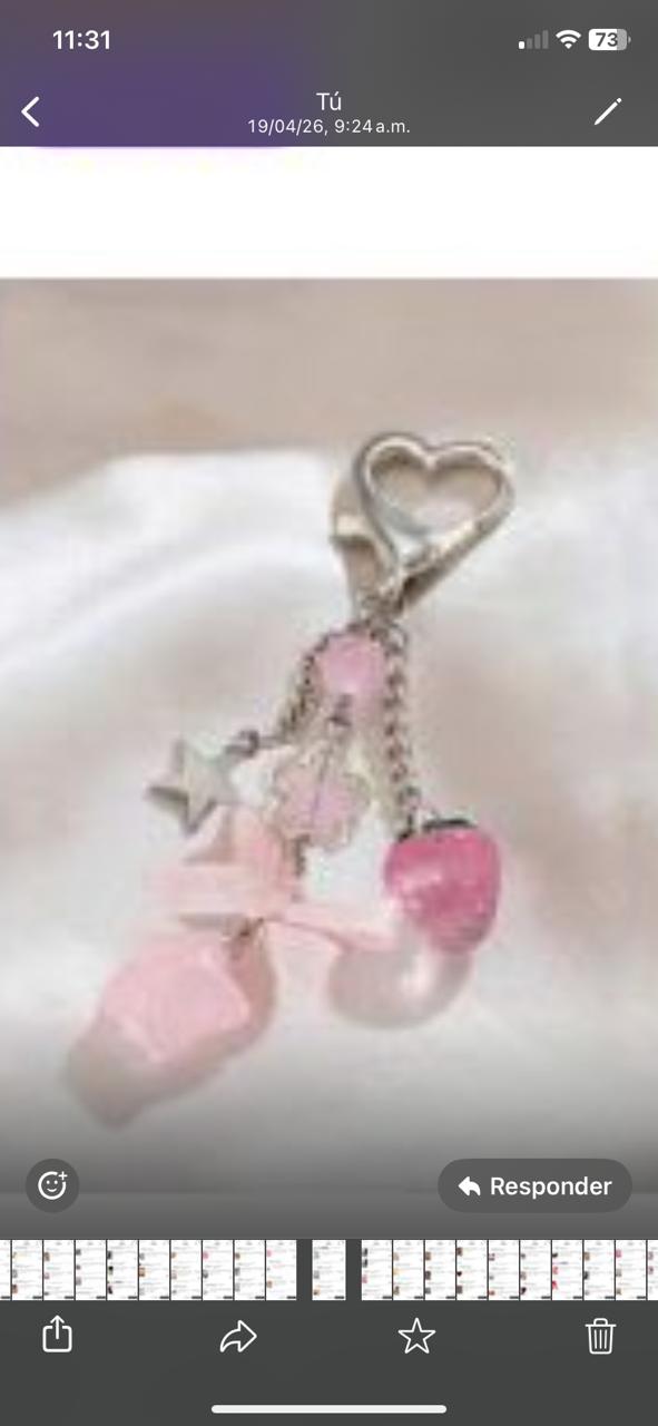 Colgante de llavero lindo y dulce con corazones, Rosa