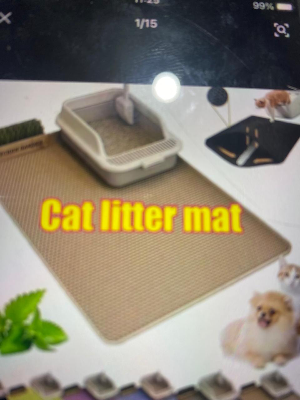 Tapete para atrapar arena del gato de 40 X 50 , negro y gris