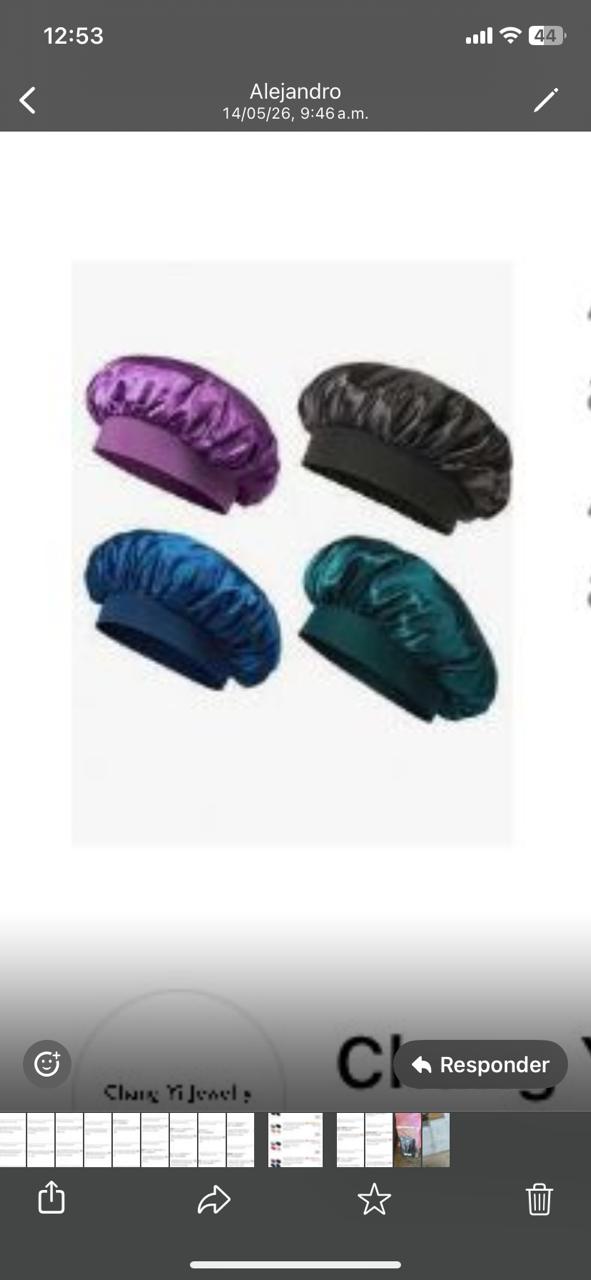 Gorra de seda para dormir para mujer, negro,morado, azul, verde, $50 cada uno