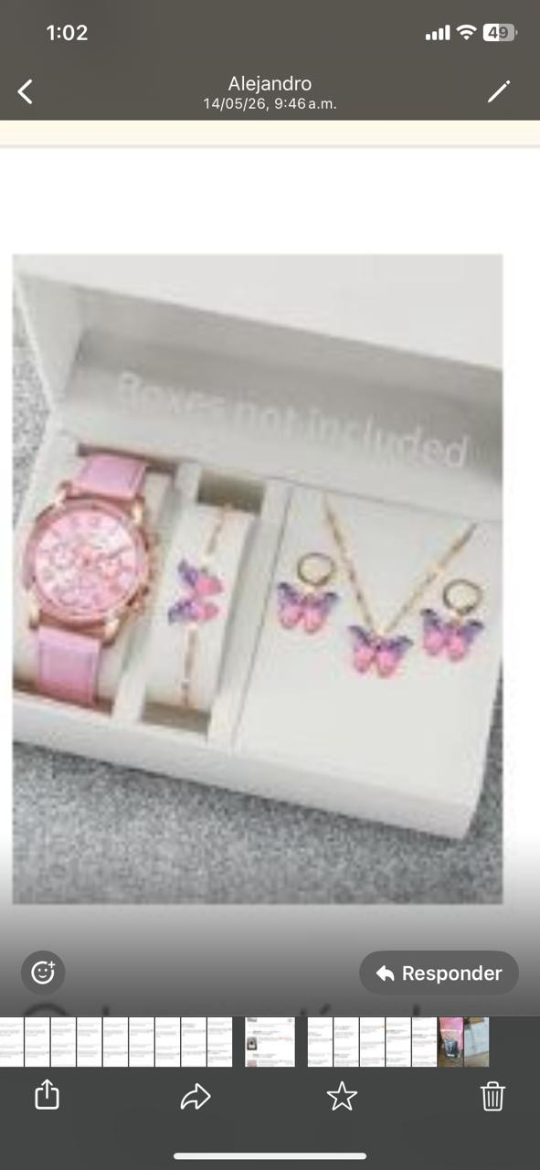 Reloj de Pulcera de cuarzo con esfera y accesorios , rosa