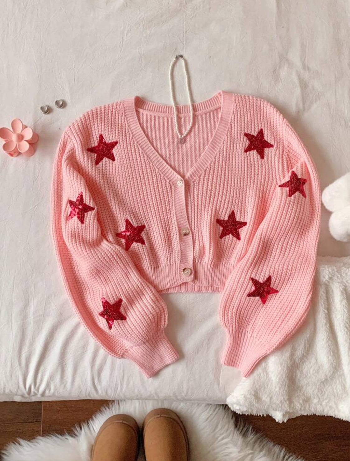 Suéter con estrellitas Rojas Talla Mediana