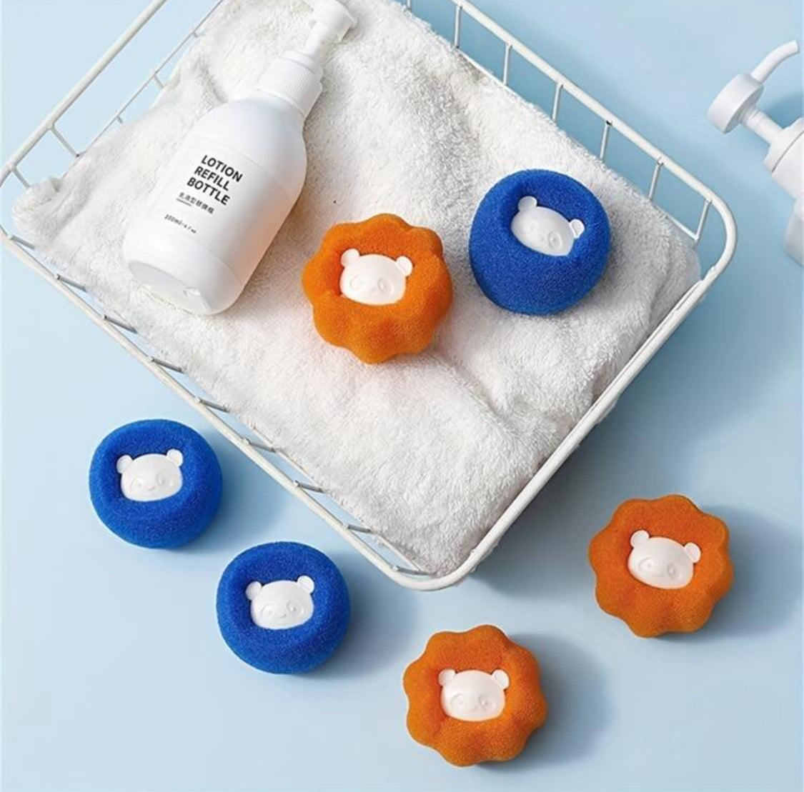 Bolas atrapa pelusa para lavadora (5 pzs)