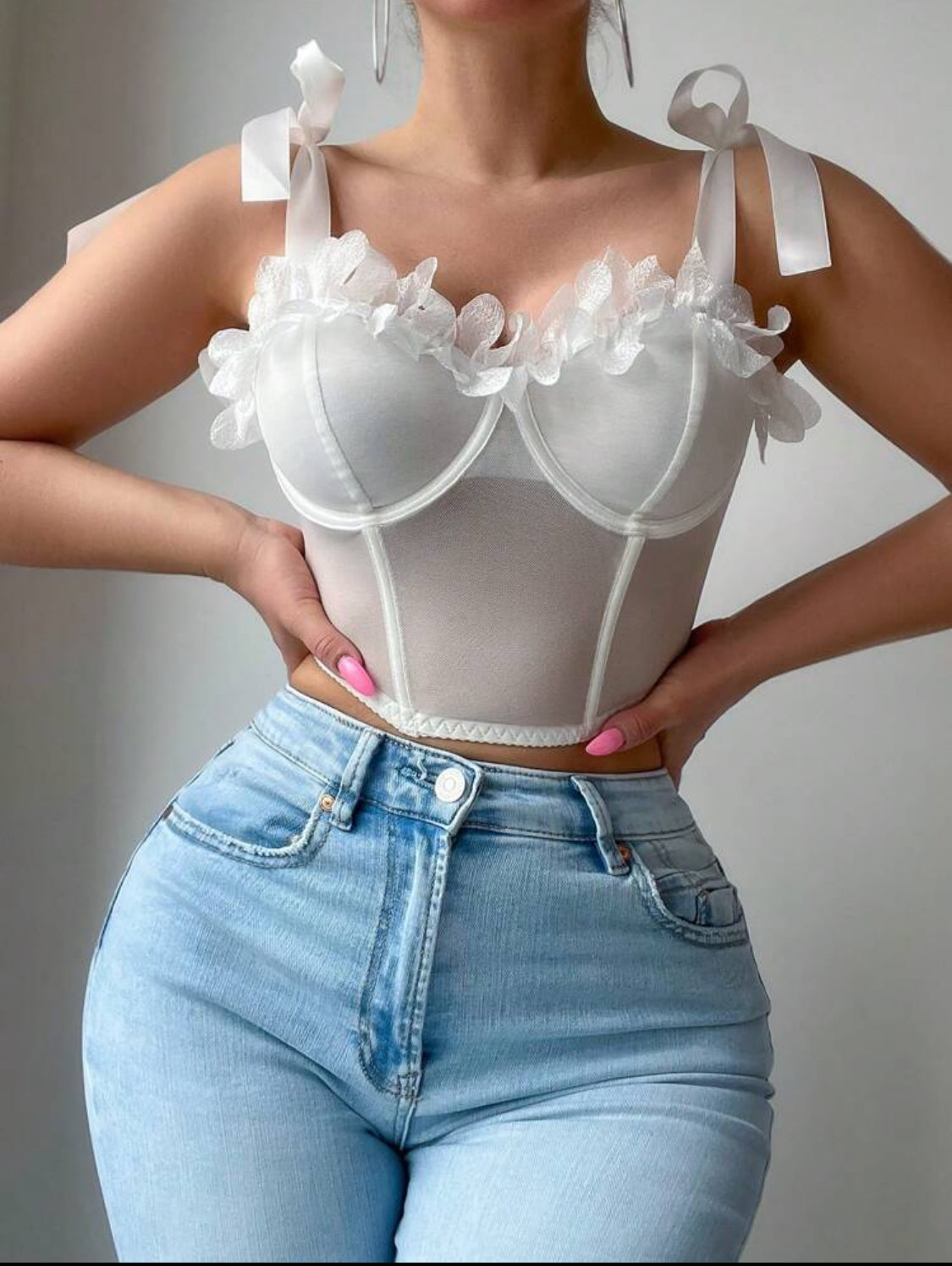 Top Petalos Blanco Talla Chica