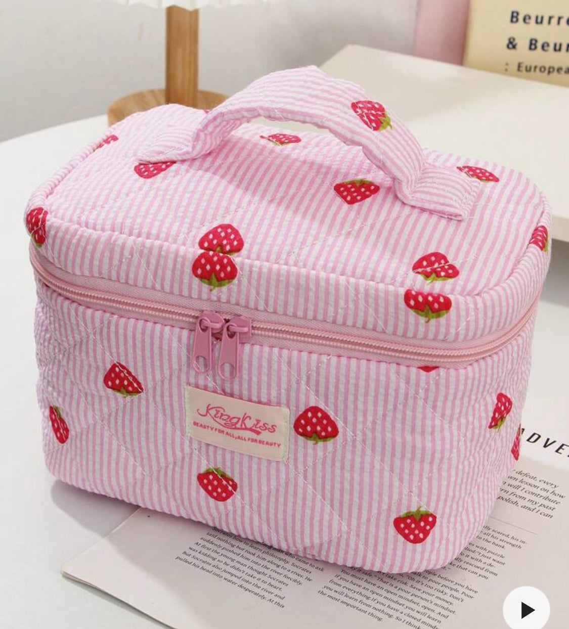 Set de bolso de maquillaje estampado de fresas