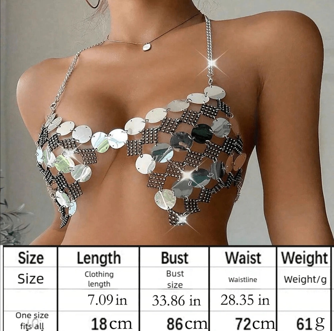 Lencería de Fantasía Top Bling Bling Unitalla