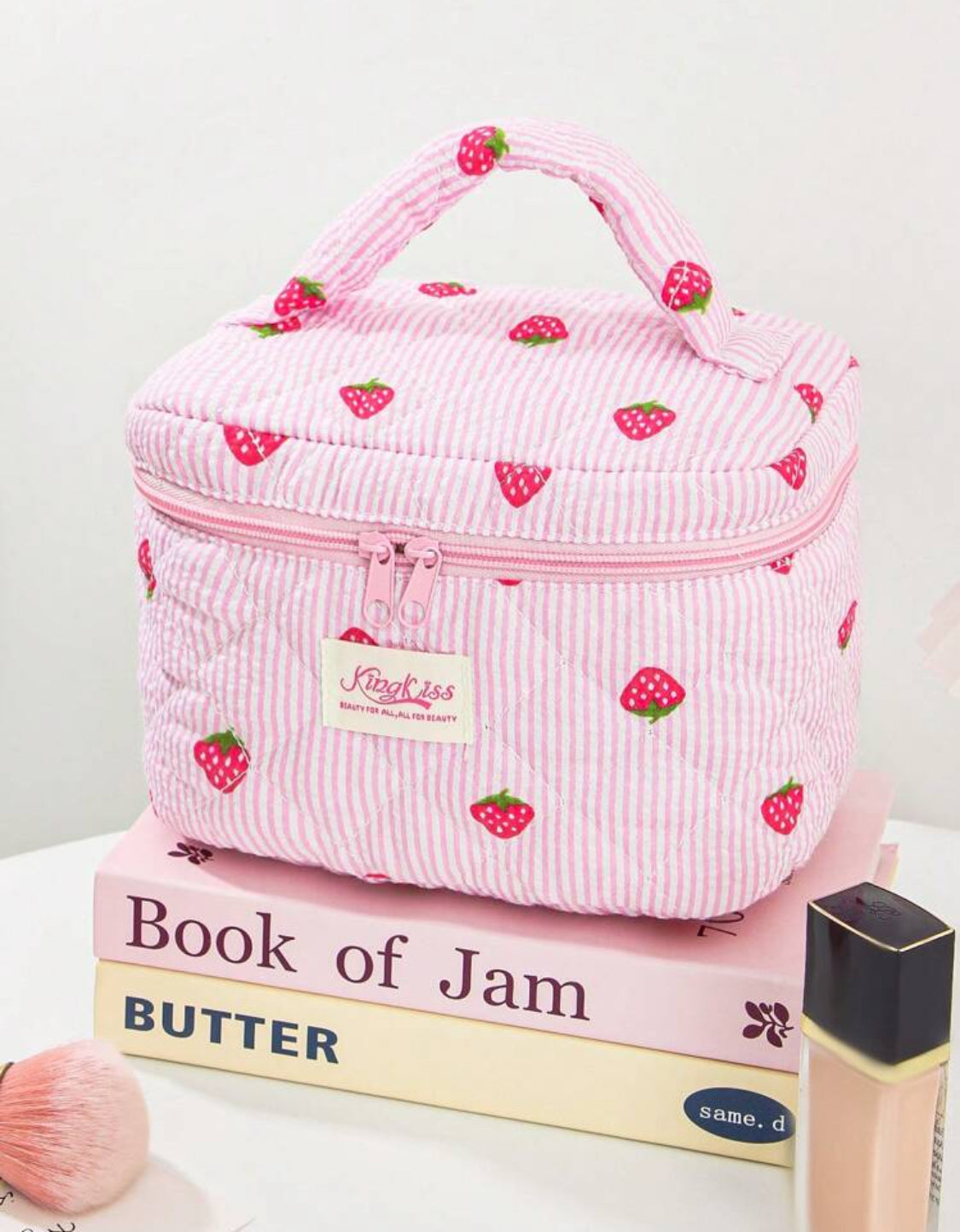 Set de bolso de maquillaje estampado de fresas
