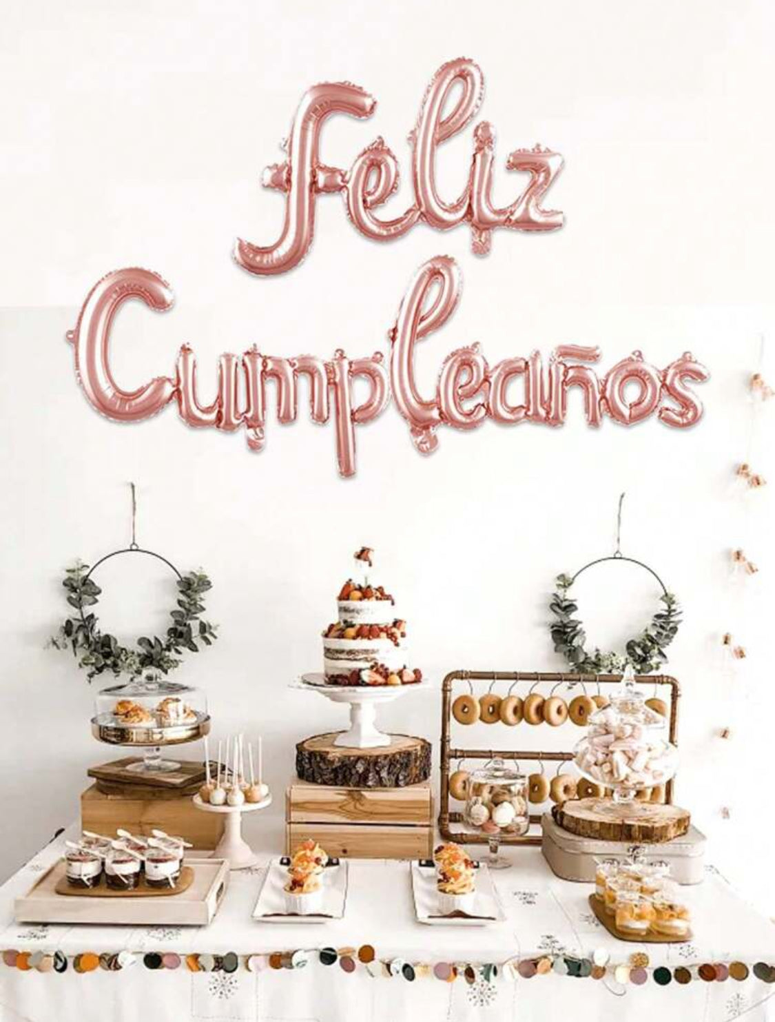 Set de Globos Jumbo Feliz Cumpleaños Rose Gold