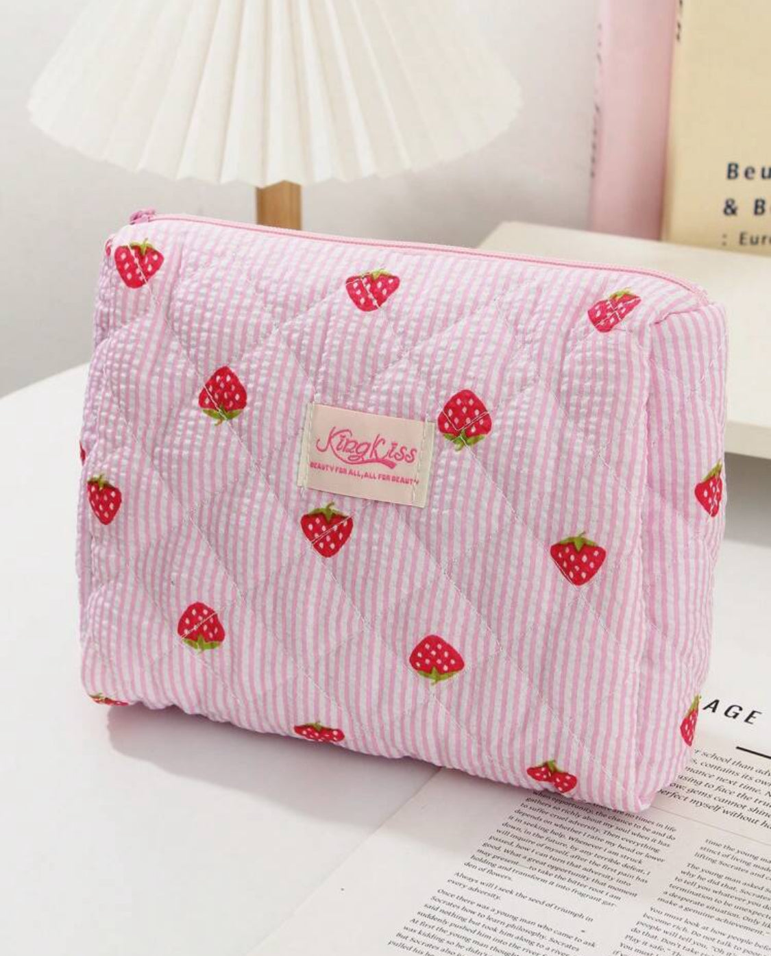 Set de bolso de maquillaje estampado de fresas
