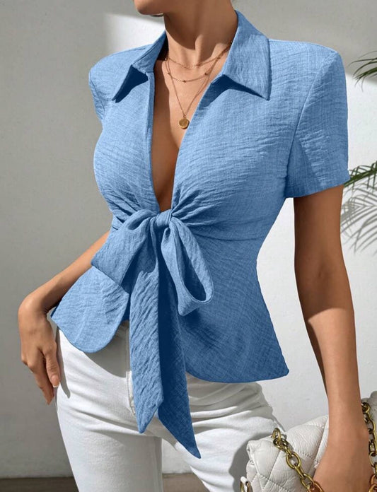 Blusa tipo Saco Azul Talla Grande