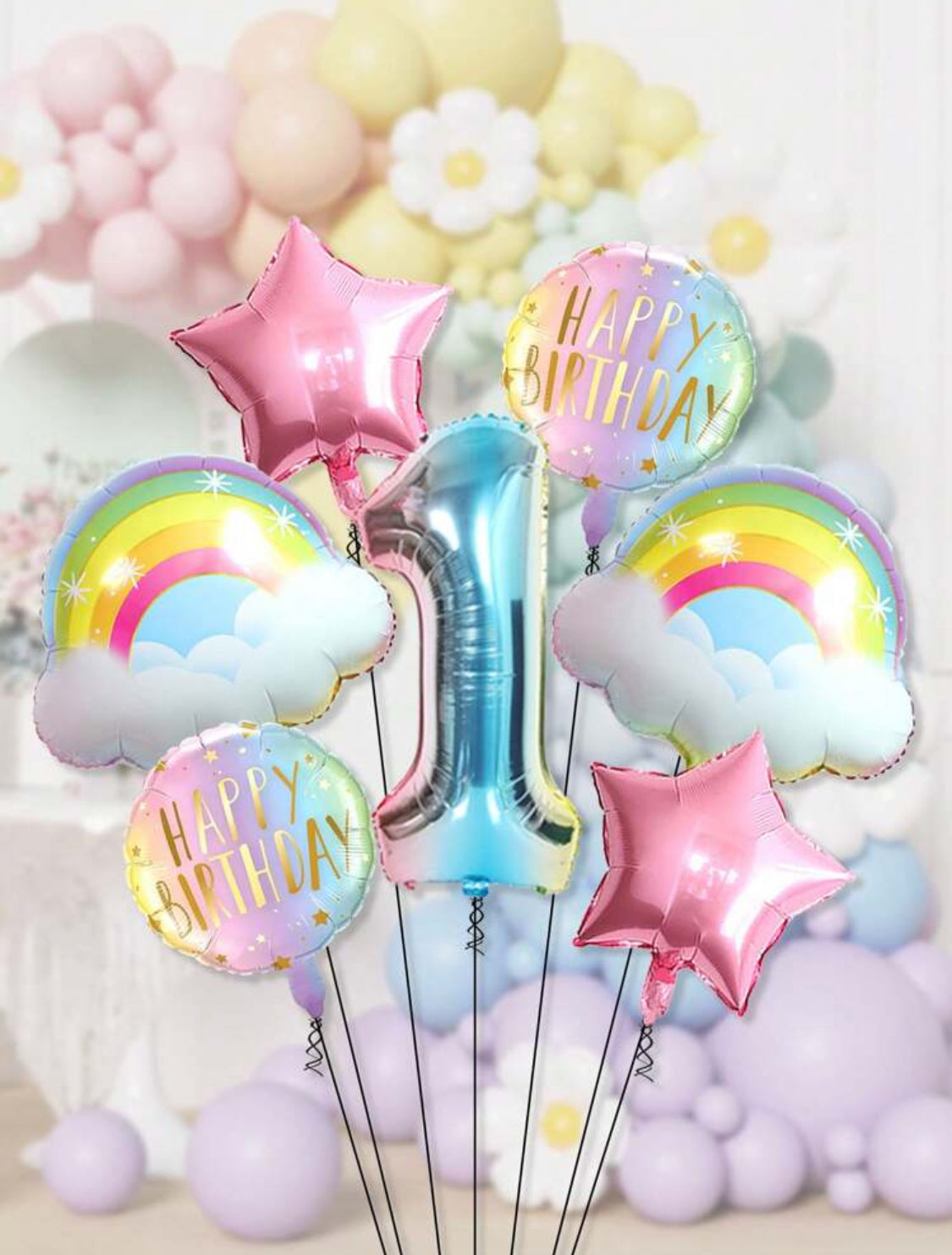 Set de 7 globos primer año (72 cm)