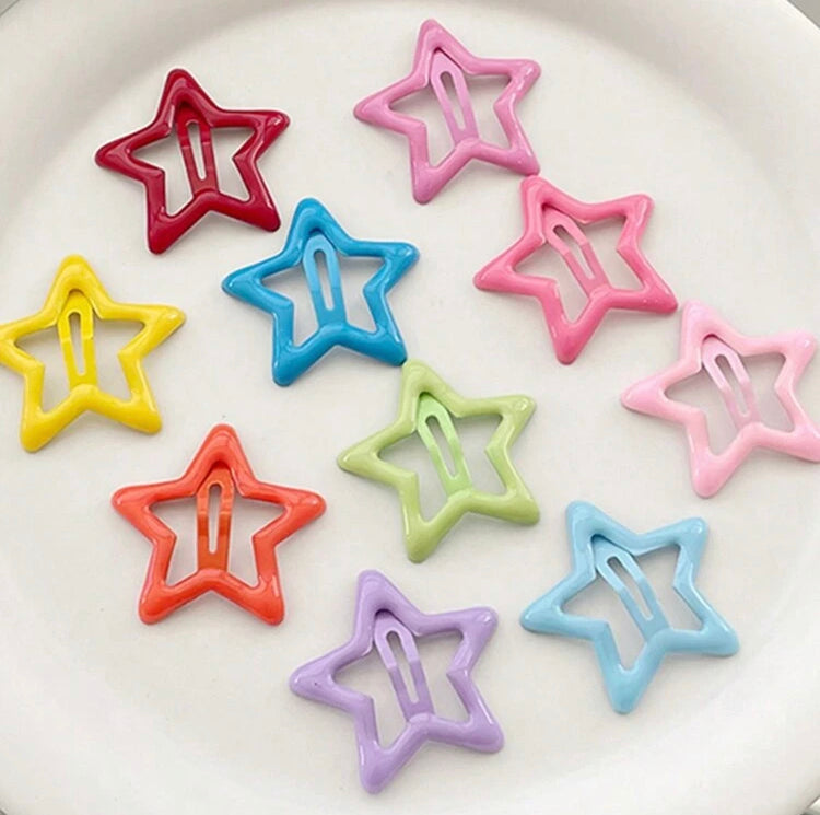 Clips en forma de Estrellitas (10 pzs)