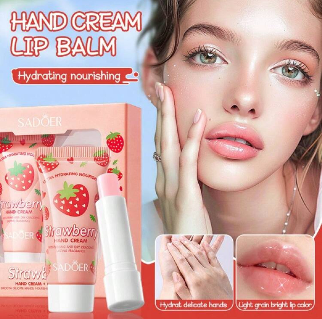 Kit Fresa mega hidratación (crema de manos + bálsamo labial)