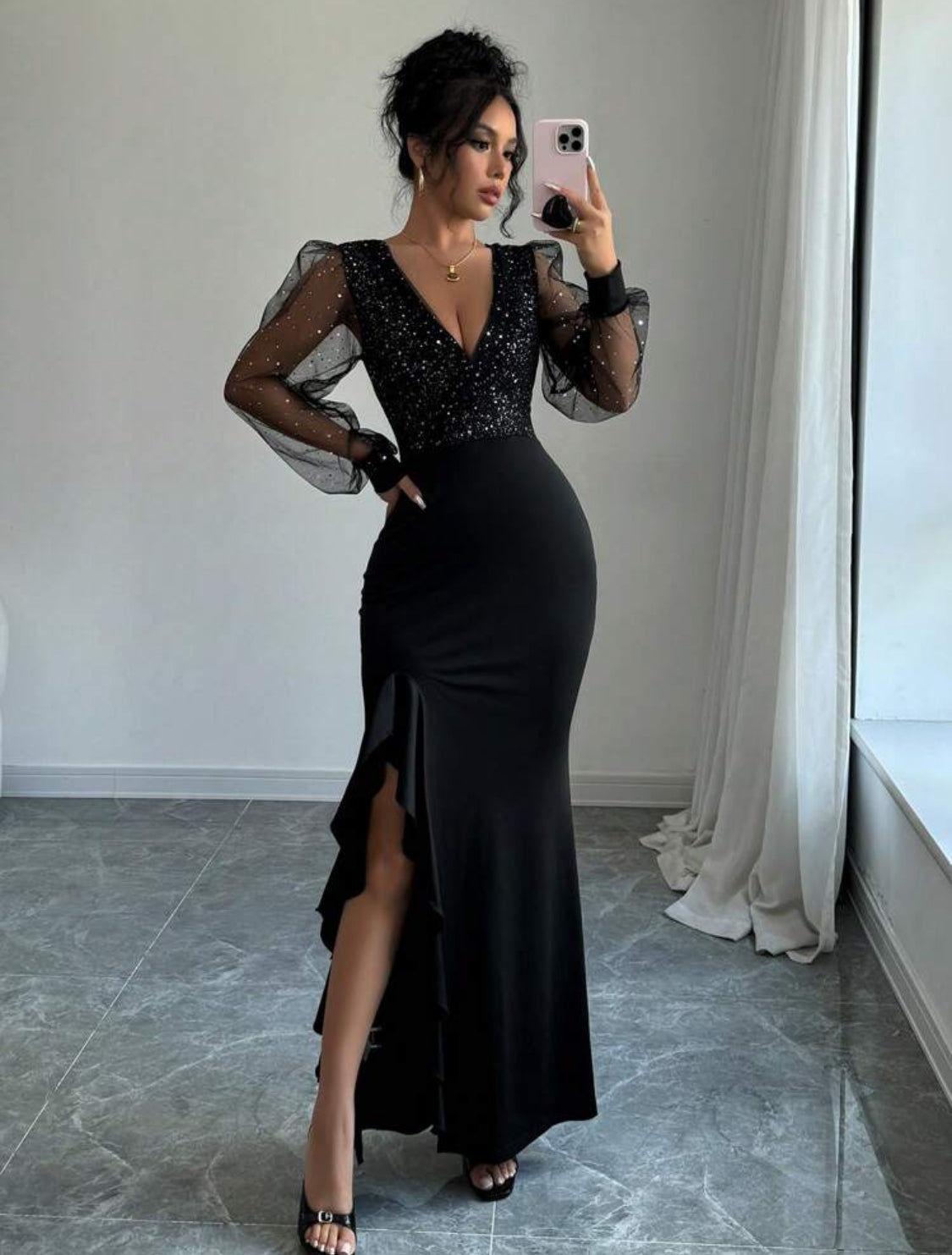 Vestido largo elegante corte sirena Talla Mediana