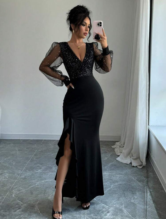 Vestido largo elegante corte sirena Talla Mediana