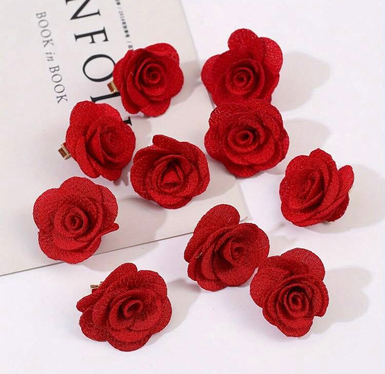 Clips para cabello en forma de Rosas (10 pzs)