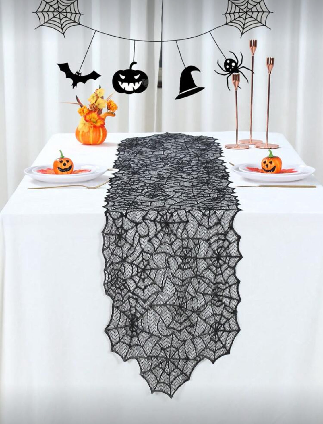 Camino de mesa Telaraña de Halloween