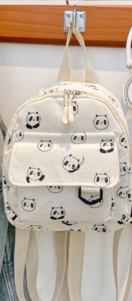 Mochila ligera y de gran capacidad de pana suave  blanca