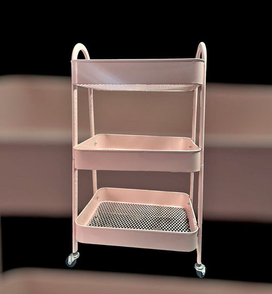 Carrito Organizador Pink de Metal 3 pisos