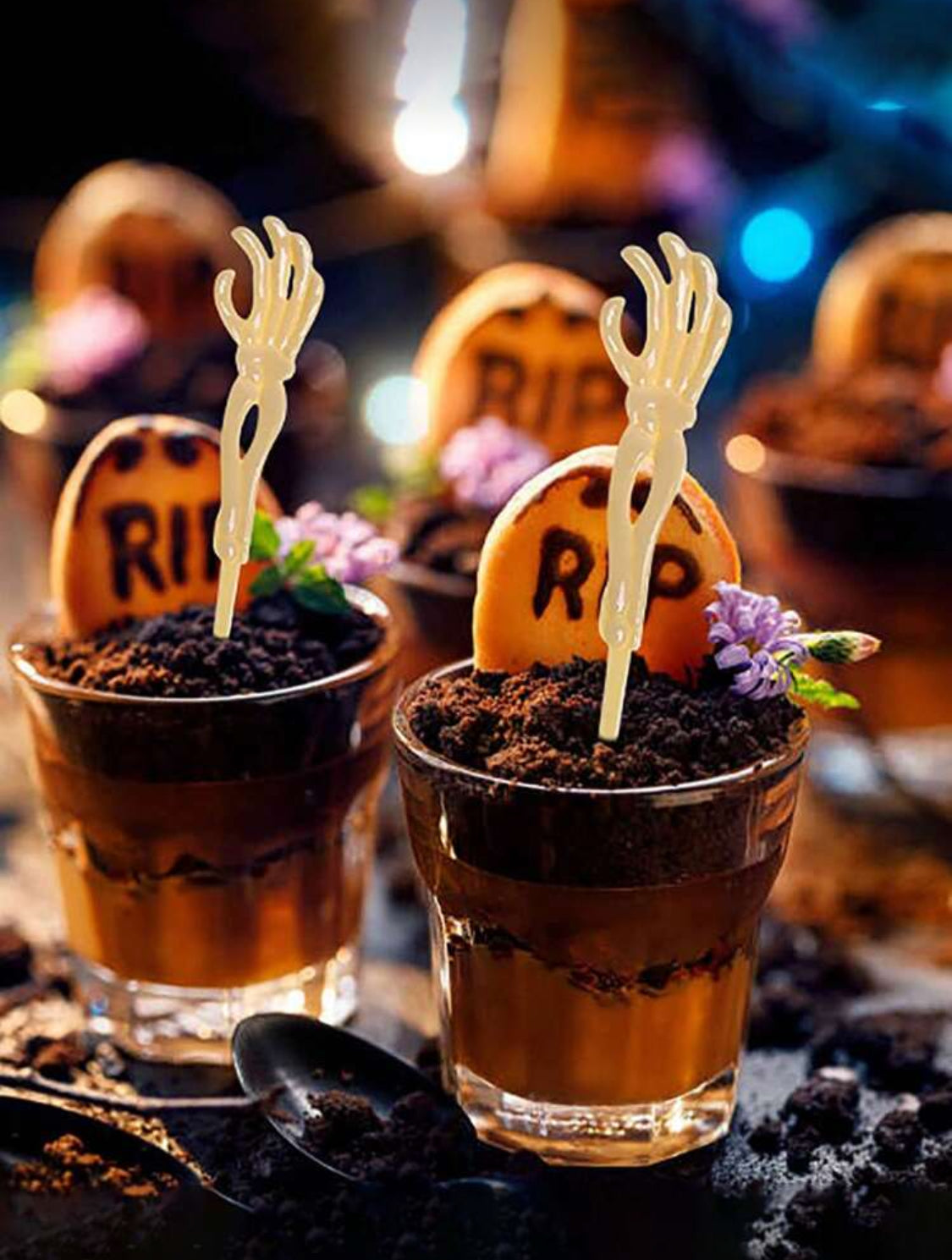 Manitas de esqueleto para decorar cupcakes, gelatina, pastel, etc (6 pzs)