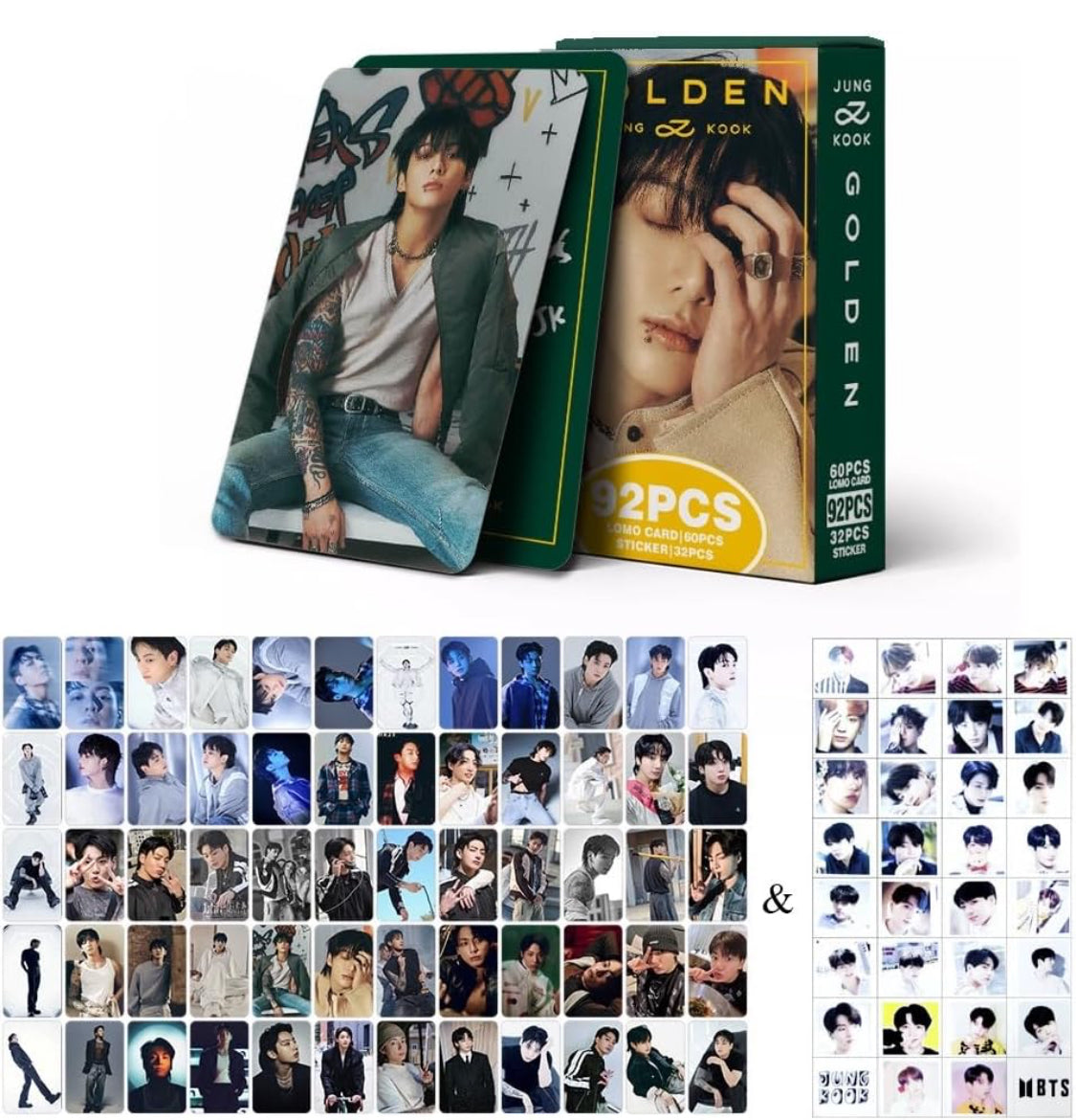 Photo Cards Jungkook BTS (60 photo cards+32 pegatinas)
