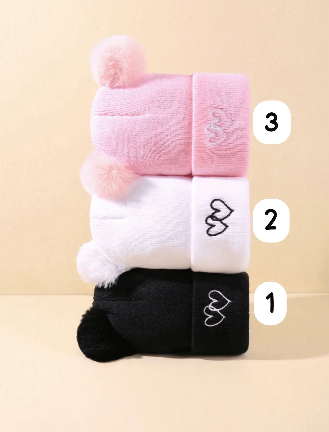 Gorros Infantiles con pompon (1-2 años)