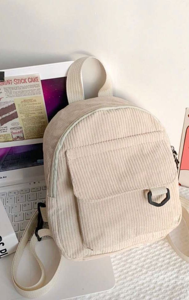 Mini mochila de pana de moda ( beige)
