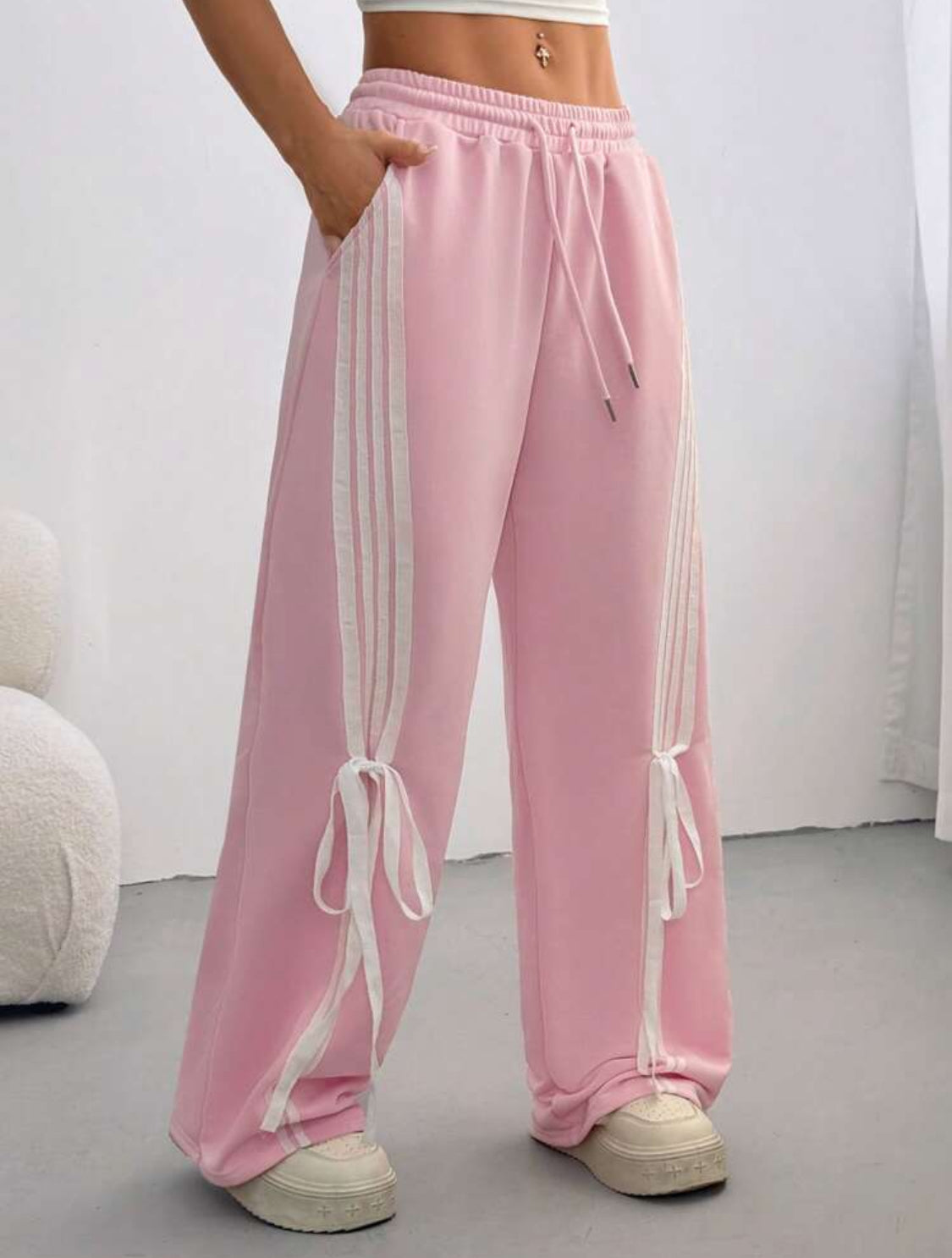 Pantalones cute pink con listones Talla Mediana (7)