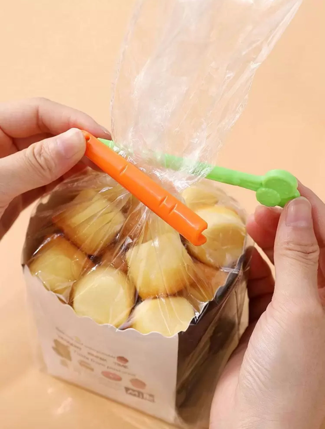 Clips para alimentos en forma de Zanahorias  (5 piezas)