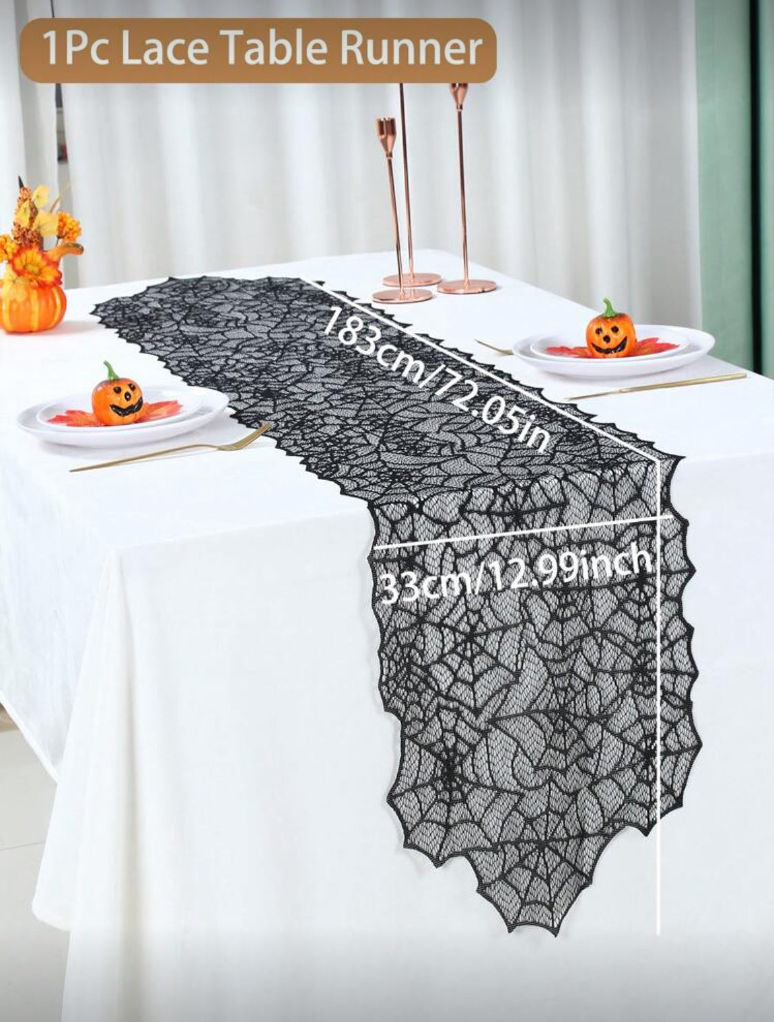 Camino de mesa Telaraña de Halloween