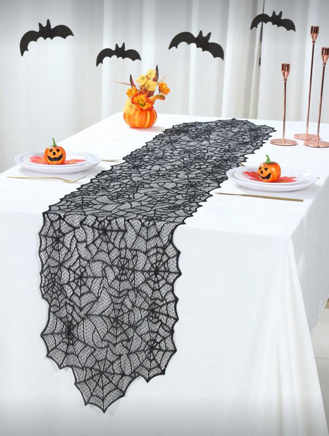 Camino de mesa Telaraña de Halloween