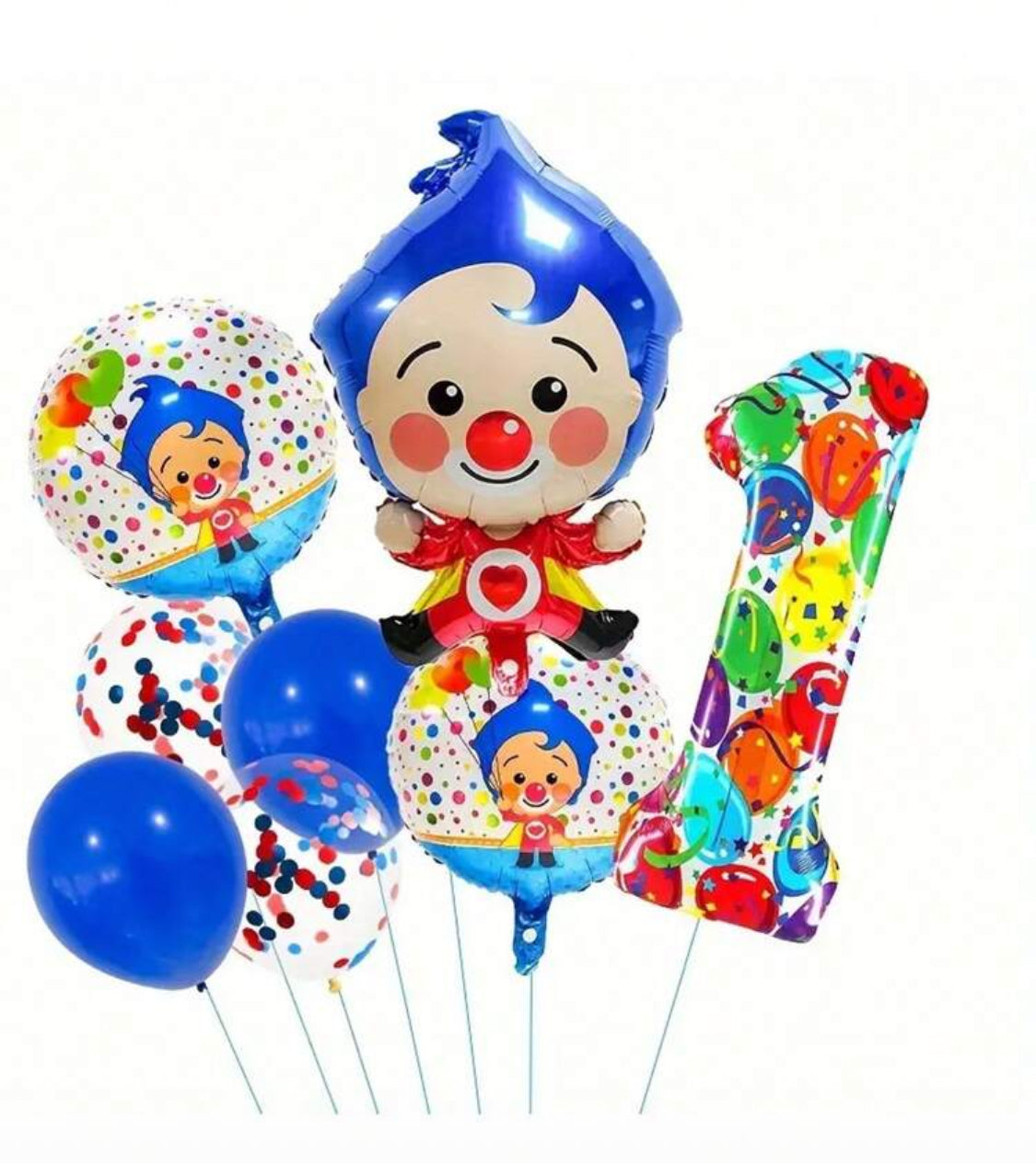 Globos grandes decorativos del Payaso PlimPlim (47x26.5 cm) 5 pzs