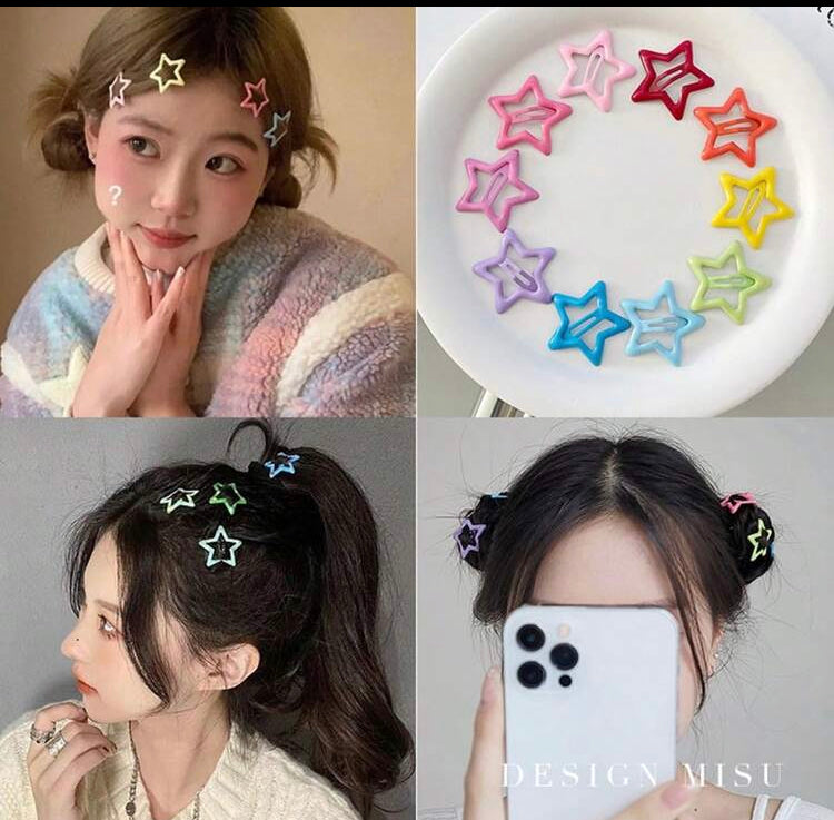 Clips en forma de Estrellitas (10 pzs)