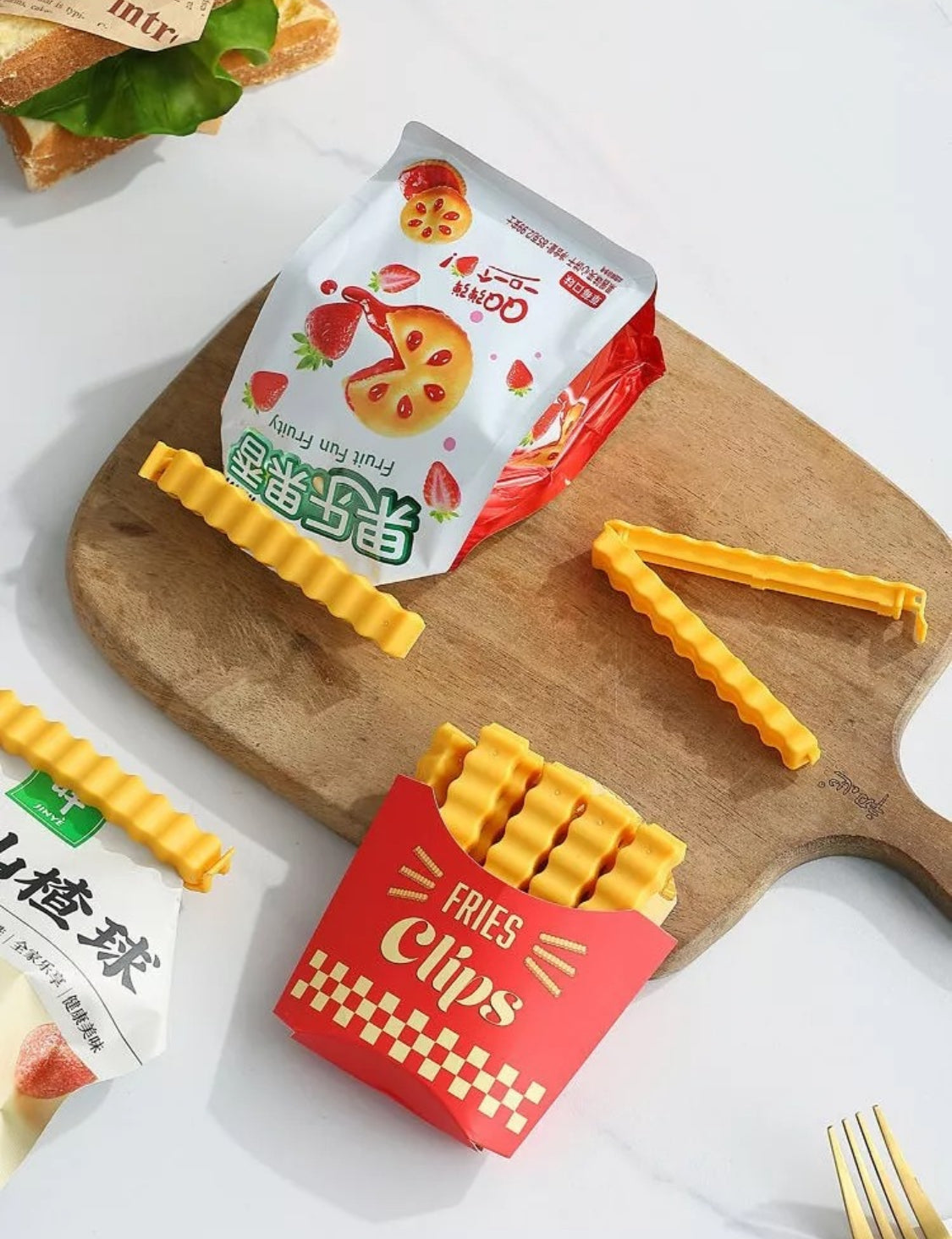 Clips Selladores de Bolsas en forma de Papas Fritas (12 pzs)