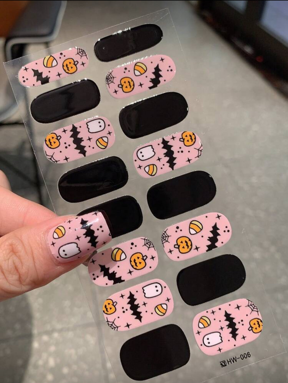 Stickers para Uñas Press On (16 pzs) Halloween Pink