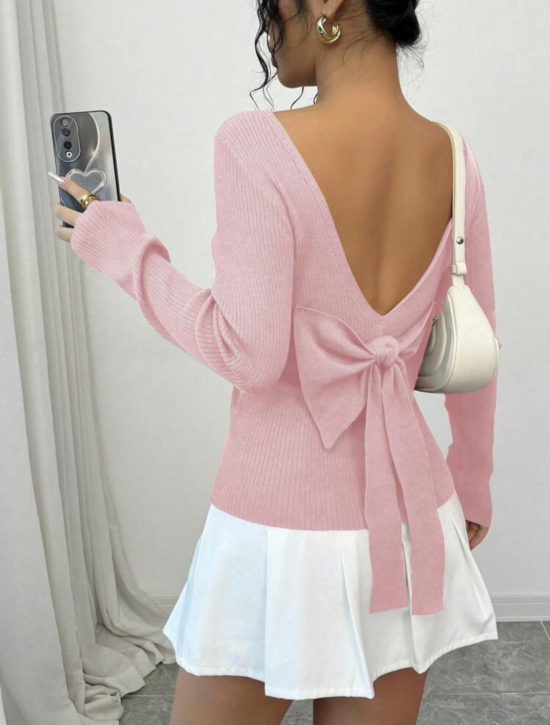 Jersey escote V con moño Talla Mediana