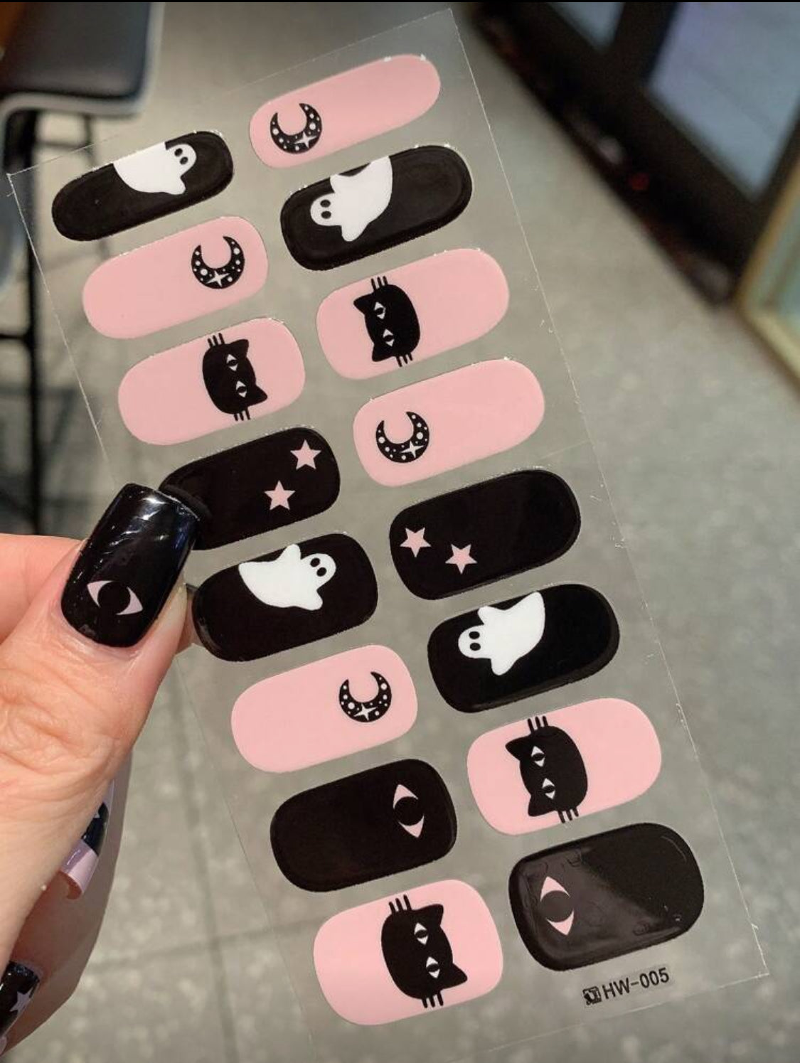 Stickers para Uñas Press On (16 pzs) 005 Pink Fantasmitas